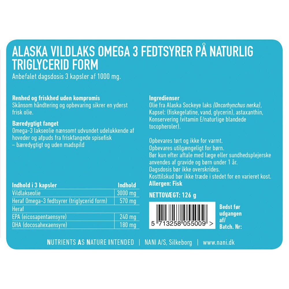 Nani Alaska Vildlaks Omega 3 – 90 kapsler
