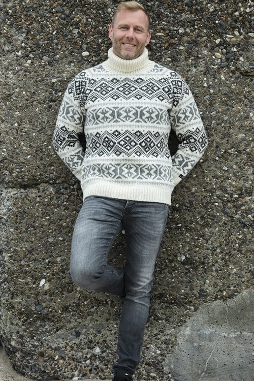 Islandsk rullekrave sweater af 100% uld - 6001-306R