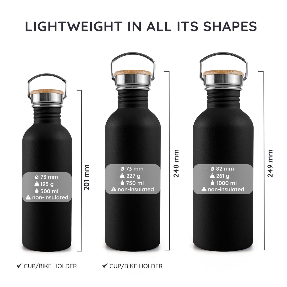 Bambaw Drikkedunk 500 ML - Sort