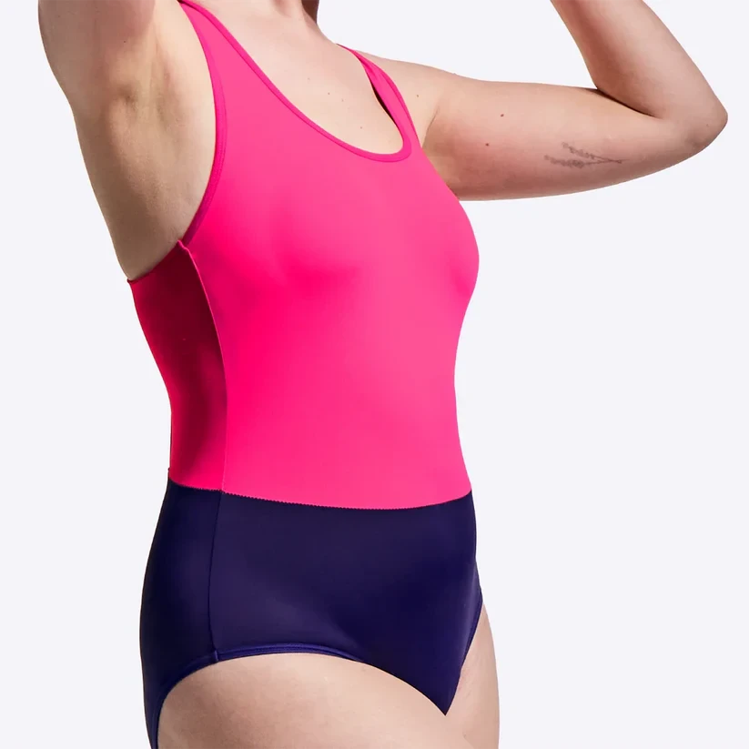 WUKA To-farvet Badedragt til Menstruation – Pink/Lilla