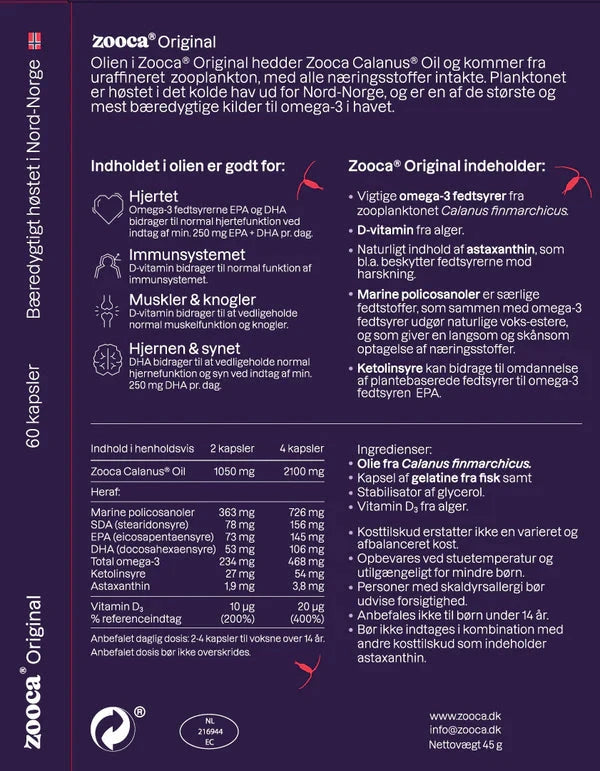 Zooca - Omega 3 60 kapsler