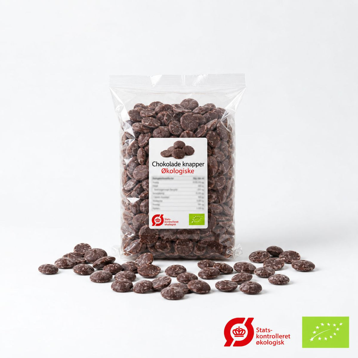 Suztain Økologiske Chokoladeknapper Mørk 70% - 1000 Gram