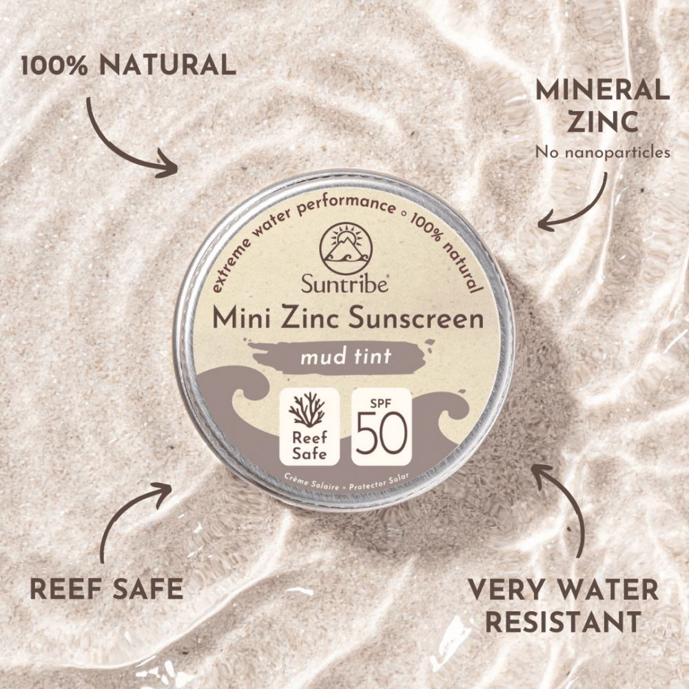 Suntribe Naturlig Ansigts & Sport Mini Solcreme SPF 50 - Mud Tint