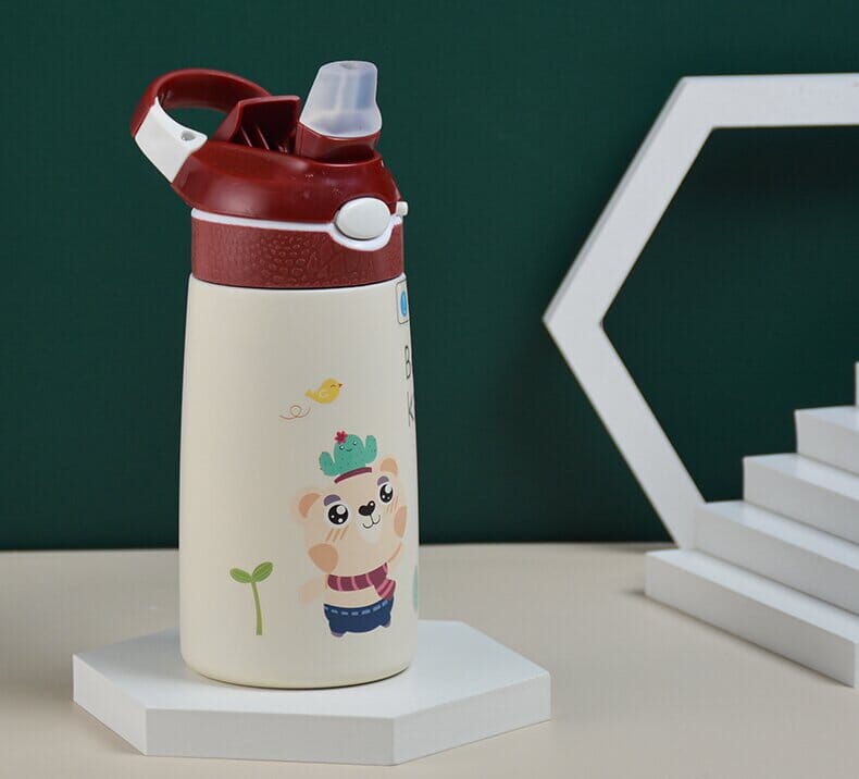 Børne Drikkedunk med Sugerør 400 ML - Rød