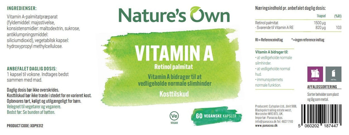 Nature’s Own A-Vitamin 60 kapsler 5.000 IE