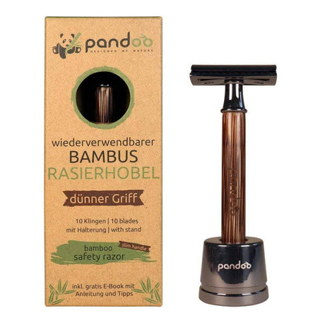 Pandoo Barberskraber Safety Razor - Bambus Med Smalt Skaft