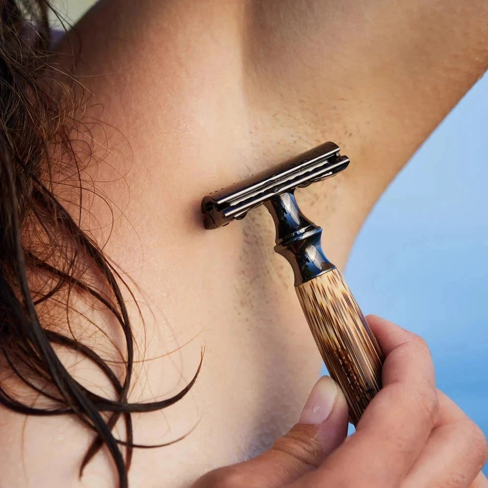 Pandoo Barberskraber Safety Razor - Bambus Med Smalt Skaft