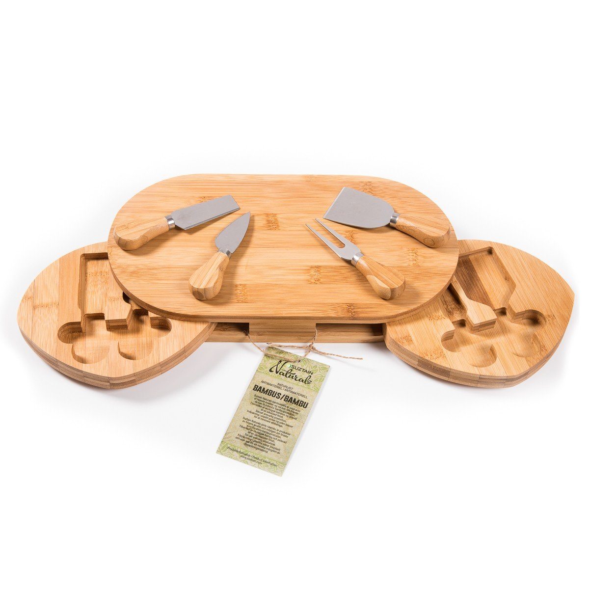 Suztain - Skærebræt - Osteplatte med knive - Økologisk bambus Suztain