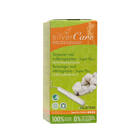 Silvercare by Suztain - Tampon med hylster - 14 stk - Super Plus Silvercare
