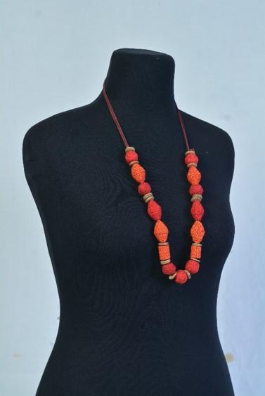 Selyn Fairtrade Fashion - Upcycled - SUNSET Rød og orange halskæde Selyn