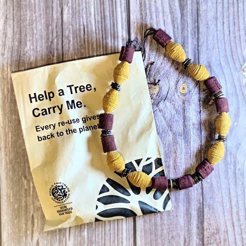 Selyn Fairtrade Fashion - Upcycled - AZTEC Gul & lilla halskæde Selyn