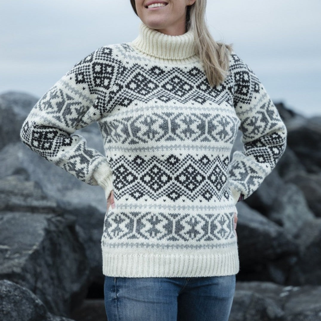Islandsk rullekrave sweater af 100% uld - 6001-306R