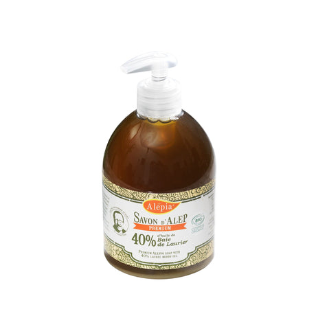 Alépia – Premium - Flydende Aleppo Soap – 40% Laurbærolie – Økologisk - 500ml Alépia