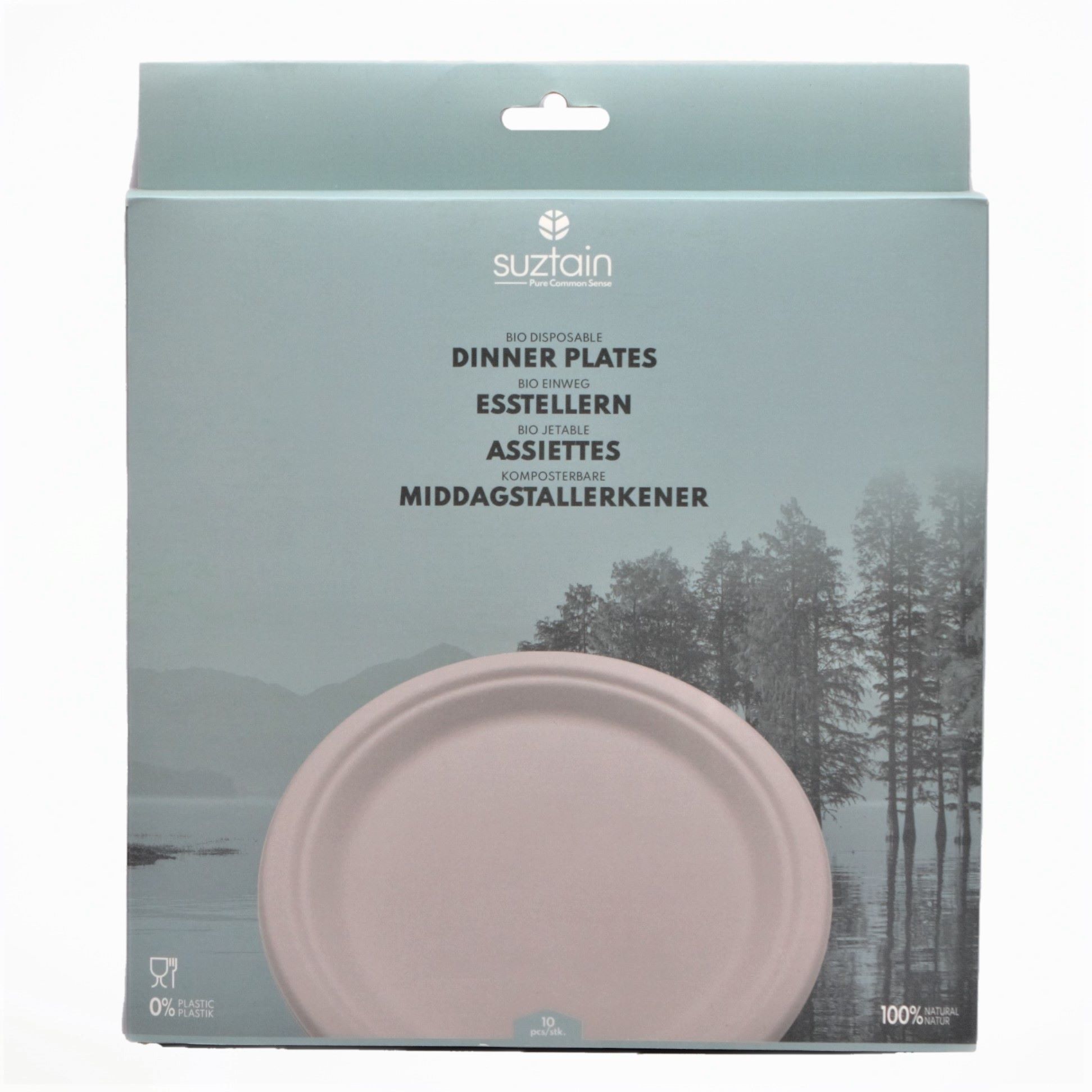 Suztain - Bagasse Engangs Tallerken - 10 stk plastfri Suztain