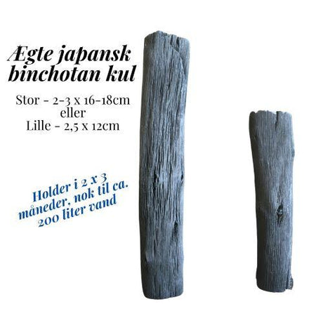 Ægte japansk Binchotan kul stor, 2-3cm x 16-18 cm - 1 stk black+blum