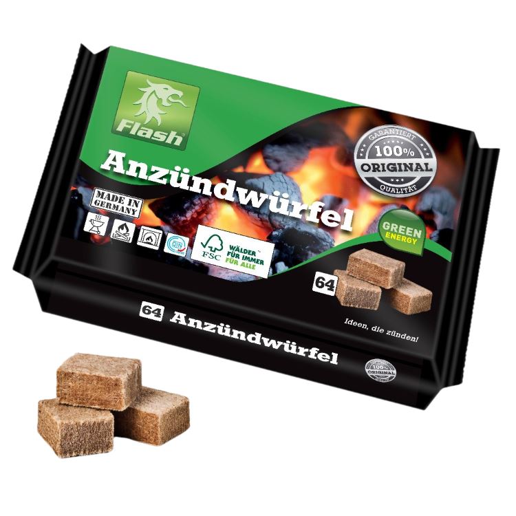 Flash - Optændingsblokke - Træ og voks - 64 stk Flash