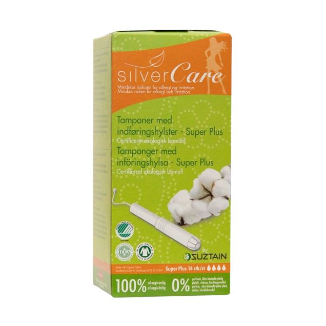 Silvercare by Suztain - Tampon med hylster - 14 stk - Super Plus Silvercare