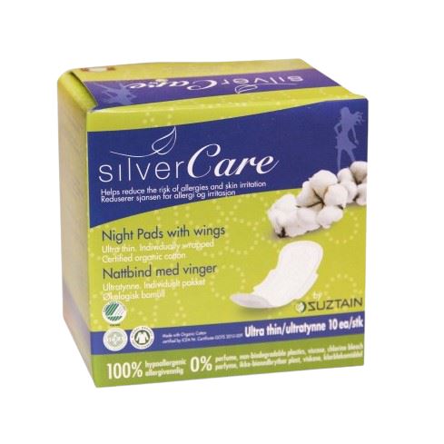 Silvercare by Suztain - Natbind med vinger - 10 stk - Ultra Tynd Silvercare 