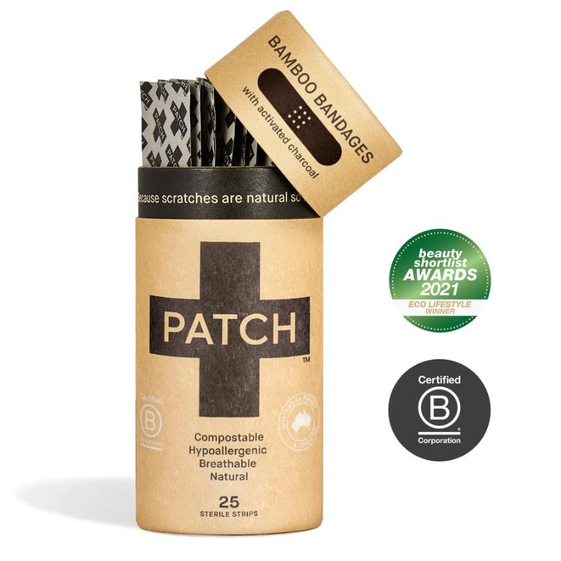 PATCH - Komposterbare plastre af bambus - Aktivt kul - 25stk PATCH