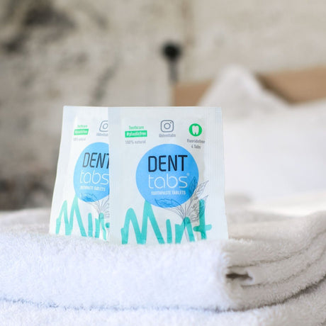 Denttabs - Små samples pakker uden fluorid - Mint - 4 stk Denttabs