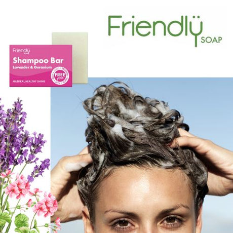 Friendly - Shampoobar med Lavendel & Geranium - 95 gram Friendly Soap