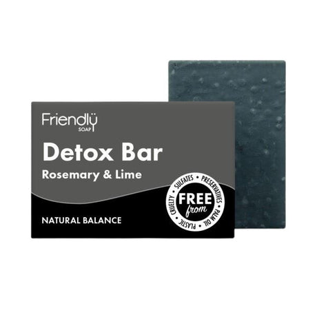 Friendly - Detox bar med Rosmarin, Lime & Kul - 95 gram Friendly Soap