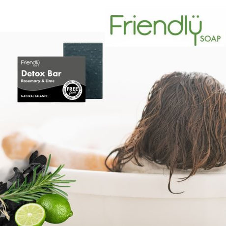 Friendly - Detox bar med Rosmarin, Lime & Kul - 95 gram Friendly Soap