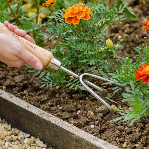 Kent & Stowe 3 Tands Håndkultivator håndtag i asketræ Kent & Stowe