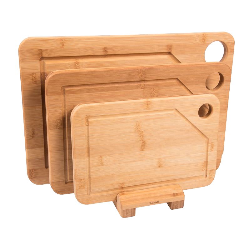 Suztain - 3 stk skærebræt inkl. holder - Økologisk bambus Suztain