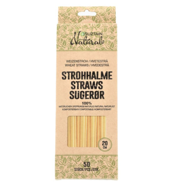 Suztain Naturals - Sugerør af hvedestrå - 20cm - 50 stk Suztain
