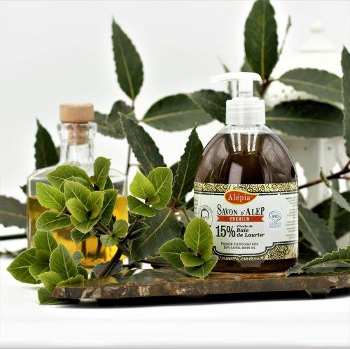 Alépia – Premium - Flydende Aleppo Sæbe – 15% Laurbærolie - 500ml Alépia