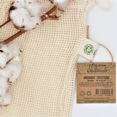 Suztain Naturals - Økologisk Frugtpose - Str M - 25x30cm - Indkøbsnet Suztain