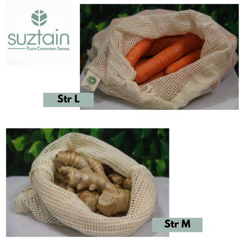 Suztain Naturals - Økologisk Frugtpose - Str M - 25x30cm - Indkøbsnet Suztain