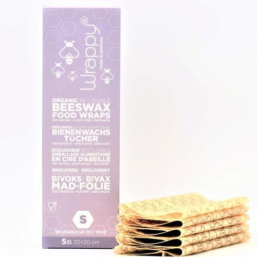 Wrappy bivoks genbrugelig madindpakning - 5 små ark Wrappy
