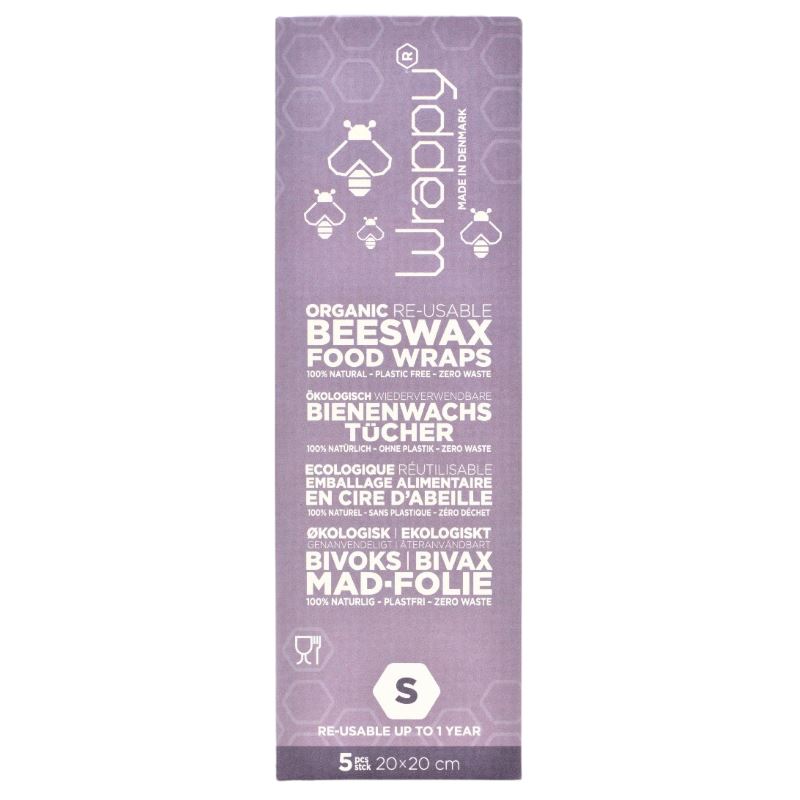 Wrappy bivoks genbrugelig madindpakning - 5 små ark Wrappy