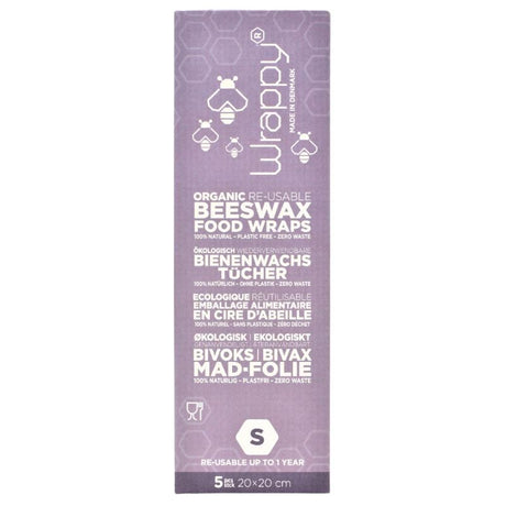 Wrappy bivoks genbrugelig madindpakning - 5 små ark Wrappy