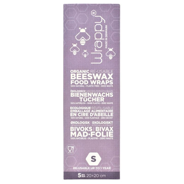 Wrappy bivoks genbrugelig madindpakning - 5 små ark Wrappy