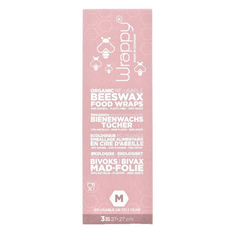 Wrappy - bivoks genbrugelig madindpakning, 3 medium ark Wrappy