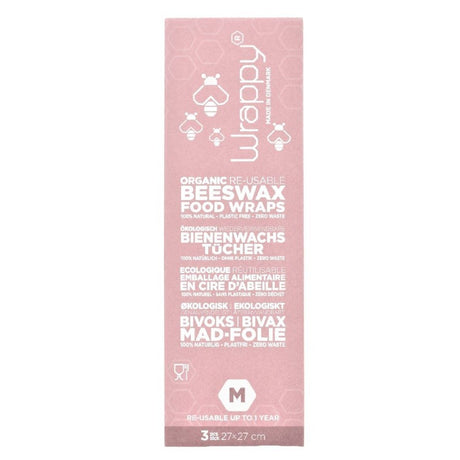 Wrappy - bivoks genbrugelig madindpakning, 3 medium ark Wrappy