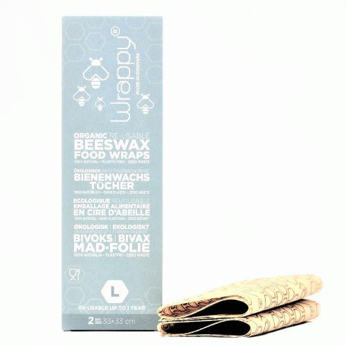 Wrappy bivoks genbrugelig madindpakning, 2 store ark Wrappy