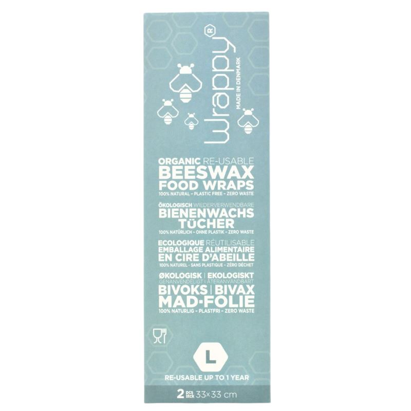 Wrappy bivoks genbrugelig madindpakning, 2 store ark Wrappy