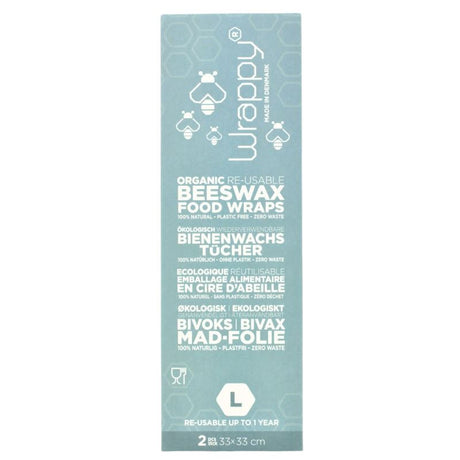 Wrappy bivoks genbrugelig madindpakning, 2 store ark Wrappy