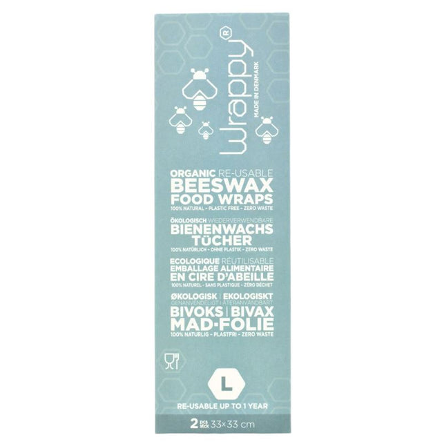 Wrappy bivoks genbrugelig madindpakning, 2 store ark Wrappy