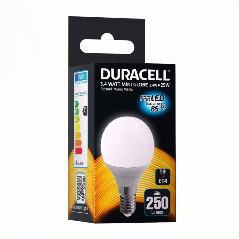 Duracell E14 LED dæmpbar kronepære 250Lm 4.3W, 2700K Duracell
