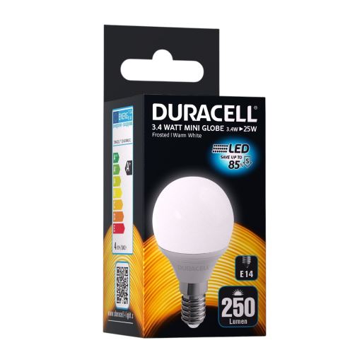 Duracell E14 LED dæmpbar kronepære 250Lm 4.3W, 2700K Duracell