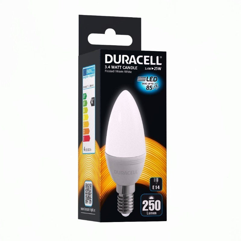 Duracell E14 LED kertepære 250Lm 3.4W, 2700K Duracell