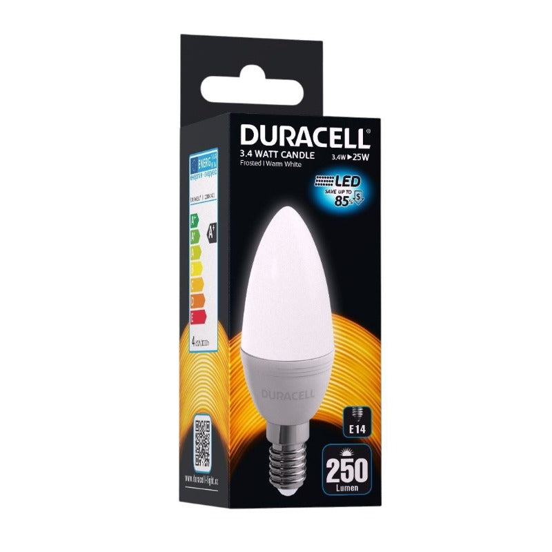 Duracell E14 LED kertepære 250Lm 3.4W, 2700K Duracell