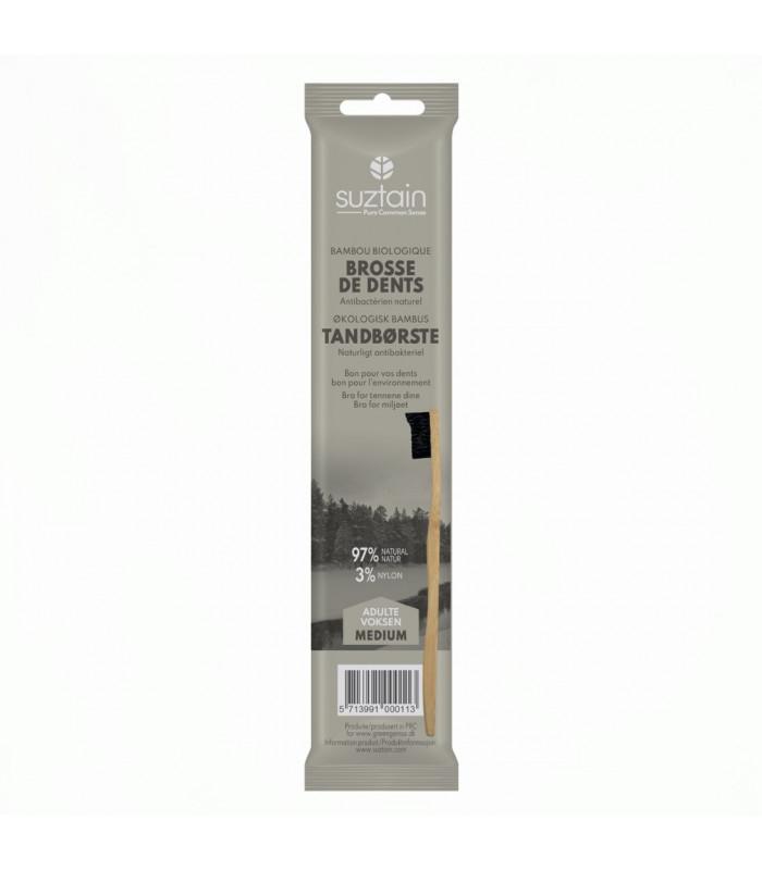 Suztain - Bambus Tandbørste - Medium Sort Suztain