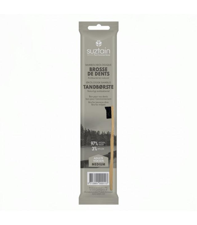 Suztain - Bambus Tandbørste - Medium Sort Suztain