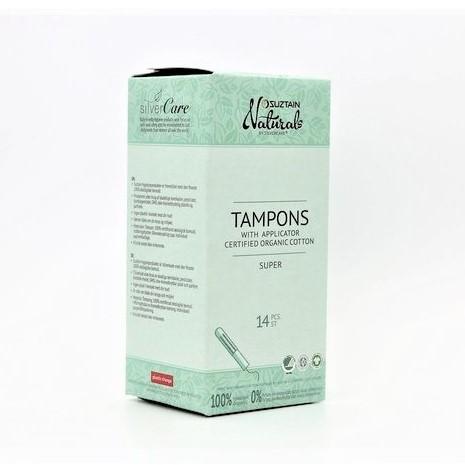 Suztain Naturals - økologisk Bomuld Tampon med hylster - 14 stk - Super Suztain